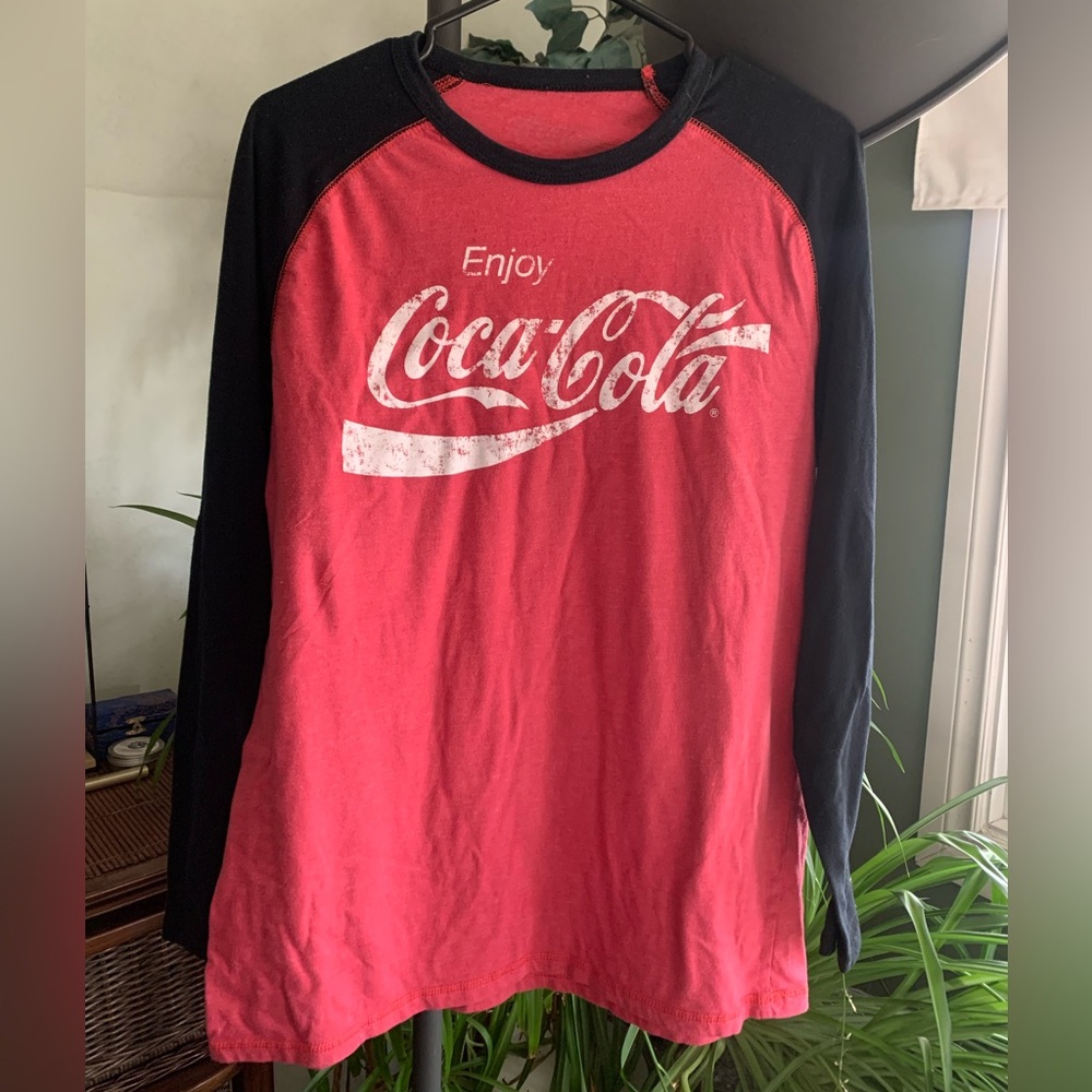 Coca Cola Vintage Red and Black Long Sleeve Shirt